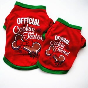 qucoqpe Dog Christmas Thanksgiving Shirt Costume Cookies, Merry Chrismas, Santa Pet Xmas Clothes Printed Puppy T-Shirt Cosplay Pet Apparel for Small Dogs and Cats Dress Up Cosplay Gifts