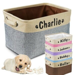 Beirui Pet Toy Storage Box Personalised Fabric Dog Cat Accessory Carrier Bag Bin Box Print Name