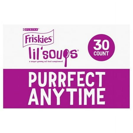 Purina Friskies Grain Free Wet Cat Food Lickable Cat Treats Variety Pack, Lil’ Soups With Salmon, Tuna or Shrimp – (Pack of 30) 1.2 oz. Cups