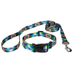 Country Brook Petz® Tie Dye Flowers Deluxe Dog Collar and Leash, Extra Large
