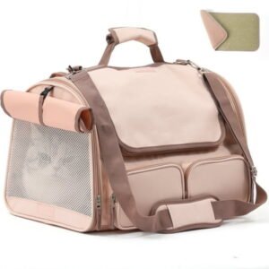 FUKUMARU Cat Carrier Airline Approved, Soft Sided Cat Travel Bag Breathable, Pink