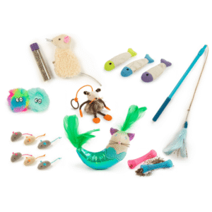 SmartyKat Welcome Home Necessity Cat Variety Pack, New Cat Pack Set Featuring Teasers, Catnip & Plush Toys, Encourages Exercise, 18-Pieces