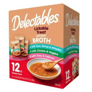 Delectables Savory Broths Lickable OIF8 Wet Cat Treat Variety Pack, 12Count(Pack of 1)