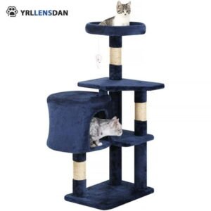 YRLLENSDAN 36 inch Cat Tree Tower for Indoor Cats, Small Cat Tower with Scratching Post, Cat Climbing Tower with Sturdy Cat Condo, Kitten Tree, Dark Blue