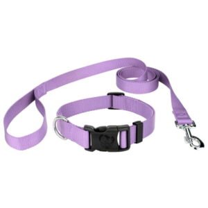 Country Brook Petz® Deluxe Nylon Dog Collar and Leash – Lavender, Small