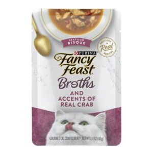 Fancy Feast Grain Free Cat Food Complements, Seafood Bisque & Real Crab, 1.4 oz. Pouches, 16 Count