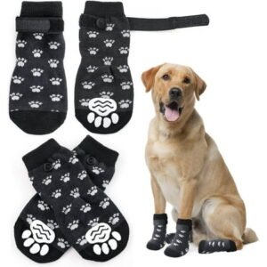 Anti-Slip Dog Socks to Prevent Licking Paws,Anti-Slip Dog Socks with Adjustable Straps for Indoor Hardwood Floors, (L)