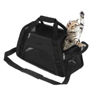 Cat Carrier Soft-Sided Airline Approved Pet Carrier Bag,Pet Travel Carrier for Cats,Dogs Puppy Comfort Portable Foldable Pet Bag (Medium, Black)