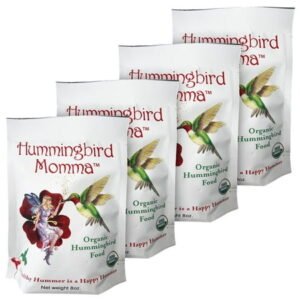 Hummingbird Momma Premium Organic Hummingbird Food – 4-Piece Bundle with 4 – 8oz Nectar Pouches