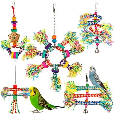 5PCS Bird Toys Bird Shredding Foraging Toys Hanging Parakeet Toys, Bird Cage Accessories