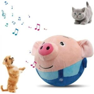 Active Moving Pet Plush Toy, 2024 New Interactive Dog Toys Talking Squeaky Moving Ball Toy, Washable Cartoon Pig Plush Sound Electronic Dog Toy, Cute Shake Bounce Toys for Dog Cats