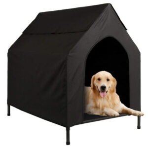 Wasait 43″ Large Dog House for Outdoor, Outdoor Dog House Weatherproof PVC Dog House Shelter for Indoor, Breathable Fabric Elevated Dog Bed for Large Breeds