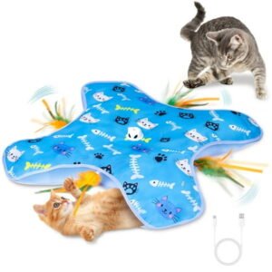 Tensea Cat Toys Rechargeable,Cat Toys for Indoor Cats,Hide and Seek Interactive Cat Toys,Moving Concealed Feathers,Motion Activated & 3 Working Mode