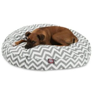Majestic Pet | Chevron Round Pet Bed For Dogs, Removable Cover, Gray, Large