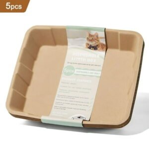 Disposable Litter Boxes for Cats, Large Sized 5-Pack, Disposable Cat Litter Box for Rabbits, Guinea Pigs, Small Animals or Travel, Extra Thick, Very Sturdy and Durable and Water Resistant