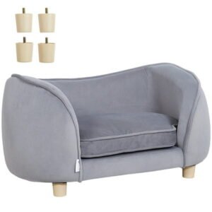 KFFKFF Pet Couch, Comfy Sofa for Cats and Small Dogs, Plush Pet Bed Couch, Supports up to 66 lbs, in Dark Grey