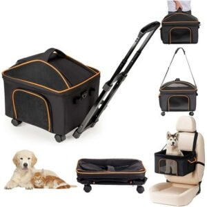 Pet Carrier for Small Dog Cat, Cat Dog Carrier with Wheels Soft Sided Dog Rolling Crate Cat Travel Bag up to 20 Lbs Pet Strollers for Small Pets