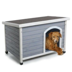 Petsfit Outdoor Dog House with Adjustable Foot Mat ,Asphalt shingles, Finnish Spruce Panels，Small