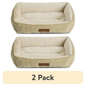 (2 pack) Vibrant Life Lounger Dog Bed, Medium, Tan 27″ x 20″