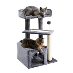 Made4Pets 29″ High Multi-Level Climbing Furniture Carpet Cat Tree for Indoors Cats, Dark Grey