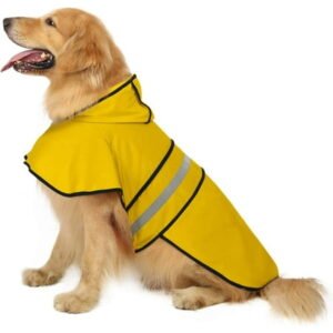 Dog Raincoat Waterproof, Reflective Dog Rain Jacket Coat with Brim Hood, Adjustable Lightweight Puppy Poncho Slicker （L）