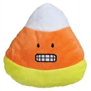 Emoji Candy Corn Dog Toys Funny Face Halloween Plush 6″ Pick Smile Grin Hearts (Grin)
