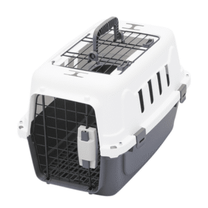 BEZT 18″ Pet Carrier Transport Box Dog Travel Kennel w/Handle and 2 Doors,White/Grey