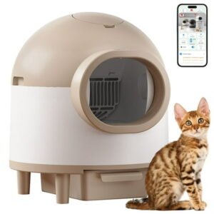 CATLK Large Self-Cleaning Cat Litter Box with Accessories, Brown