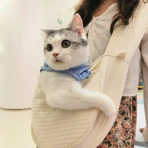 Pet Sling Carrier Small Dog Cat Carrier Canvas Bag Pet Outdoor Travel Carrier White