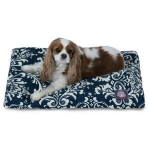 Majestic Pet | French Quarter Shredded Memory Foam Rectangle Pet Bed For Dogs, Removable Cover, Navy Blue, Small