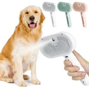 2PCS Furry Basic Pet Brush Clearance, Labrador Appeal Steam Brush, Dog Hair Brushs, Cleaning Bristle Head 360° Rotating Brushes for Grooming 7.87″*4.53″*2.75″ (Green+Pink)