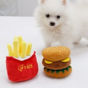 Kids Toys Clearance under ! kkbbma 2 Packs Dog Plush Squeaky Toys,Plush Hamburger French Fries Pet Chew Toy, Cute Stuffed Puppy Chew Toys with Squeakers, for Small Medium Dogs