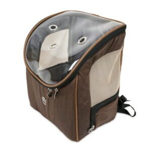 Airline Approved Dog and Cat Backpack Carrier for Small Dogs – Water, Stain Proof Dog Hiking Backpack with Mesh Cover, Waist Belt – BROWN