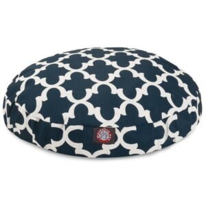 Majestic Pet | Trellis Round Pet Bed For Dogs, Removable Cover, Navy, Large
