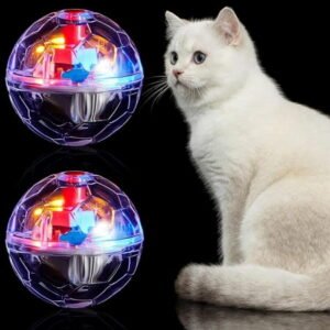 2 Pcs Cat Ball Ghost Hunting Light up Cat Balls Toy Motion LED Motion Activated Flash Cat Ball, Glowing Lighted Dog Interactive Toys Pet Glowing Ball