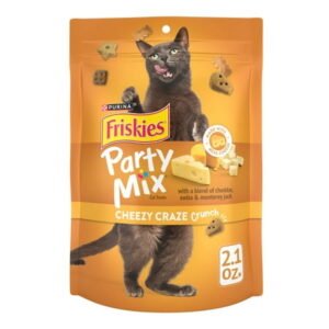 Purina Friskies Party Mix Cheezy Craze Crunch, Cat Treats, Cheddar, Swiss, Monterey Jack, 2.1 oz Bag