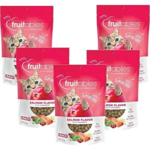 Fruitables Cat Treats – Healthy Low Calorie Crunchy Cat Treats – Packed with Protein, Limited Ingredients – Made with Real Salmon & Cranberry 2.5 oz (5 Pack)