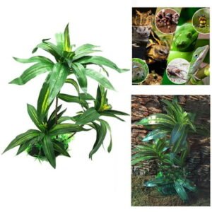 SPRING PARK Green Plastic Terrarium Tank Lifelike Plant Decorative Ornament for Reptiles Amphibians