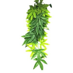 Piwvid Reptile Silk Plants Leaves, Habitat Amphibian Accessories Enclosure Decor Tank Decoration Vines for Climbing, Decorate Grass Leaf with Suction Cup for Reptile & Amphibian Habitat Plants