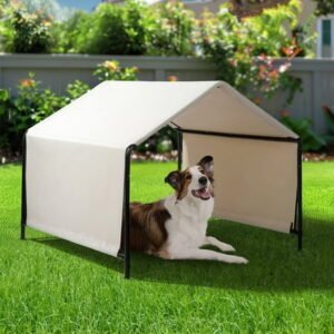 WLGSG Dog Shade Shelter Outdoor Tent for Medium/Large Dogs,Outdoor Dog House,4’x4’x3′ Dog Tent Outdoor,Outside Sun Rain Canopy Pet Houses for Dog/Cat/Rabbit/Pig，Creamy white