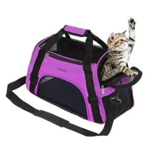 Cat Carrier Soft-Sided Airline Approved Pet Carrier Bag,Pet Travel Carrier for Cats,Dogs Puppy Comfort Portable Foldable Pet Bag (Medium, Purple)