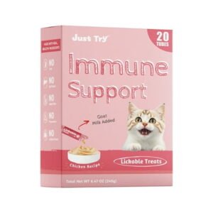 Just Try Goat Milk Lickbale Treats, Health Cat Treats for Immune Support, Interacting with petscat snacks, 0.4oz，20 Count（Chicken & Goat Milk Flavor）