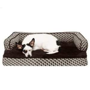 FurHaven Pet Products Plush & Decor Orthopedic Comfy Couch Pet Bed for Dogs & Cats – Diamond Brown, Medium