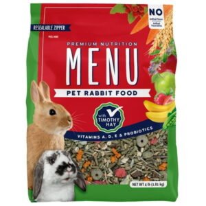 MENU Premium Rabbit Food – Timothy Hay Pellets Blend, Vitamin & Mineral Fortified, 4 lb Bag