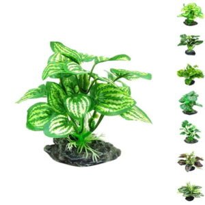 LingStar Simulated Reptile Plants for Terrarium Decor, Realistic Artificial Water Plants With Base Amphibian Habitat Decoration, Snake Tortoise Tank Accessories