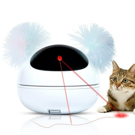WiseWater 360 Automatic Rotating Cat Laser Toy, Interactive Cat Toys for Indoor Cats, Motion Activated Kitten Cat Chaser Toys with Feather