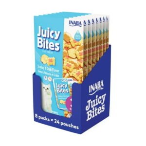 Inaba Juicy Bites Soft Moist Chewy Cat Treats, 0.4 oz Pouch, 24 Pouches, Scallop and Crab