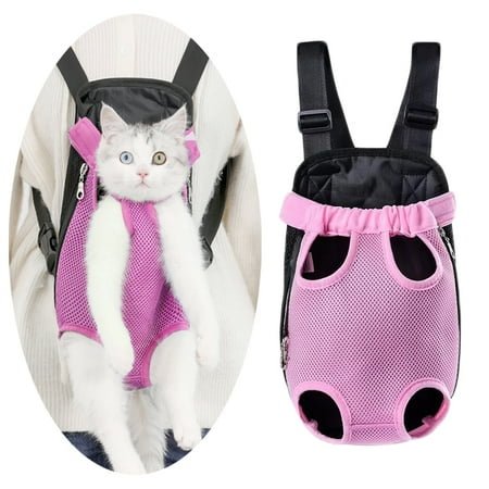Pet Carrier Backpack Adjustable Pet Front Dog Cat Carrier Backpack Legs Out Easy-Fit Backpack Travel Bag for Small Medium Pets Outdoor Traveling Camping, Pink