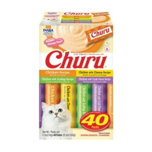 Churu Creamy, Lickable Wet Cat Treats, 0.5 oz, 40 Tubes, Chicken Variety