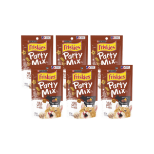 Purina Friskies Party Mix Cat Treats, Wild West Crunch, Made with Beef, Liver & Cheddar Flavors, Helps Keep Teeth Clean, Adult Cat Treats, 2.1 OZ Pouch (Pack of 6)